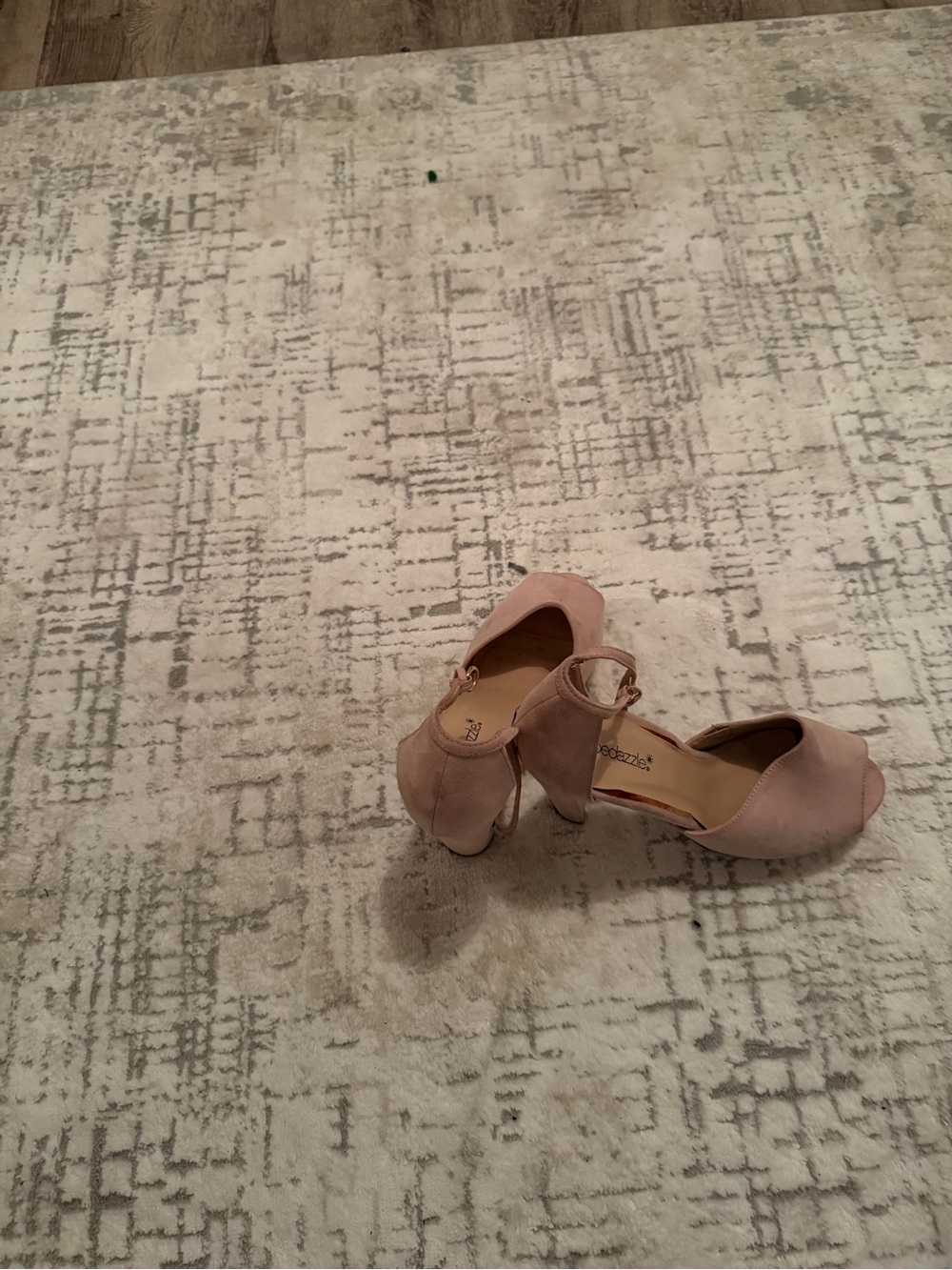 SHEIN Dusty Pink Suede D'Orsay Block Heels with Ankle Strap